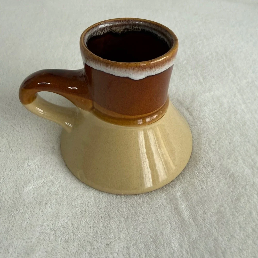 Vintage Brown Drip Glaze No Spill‎ Travel Wide Bottom Ceramic Pottery Coffee Mug